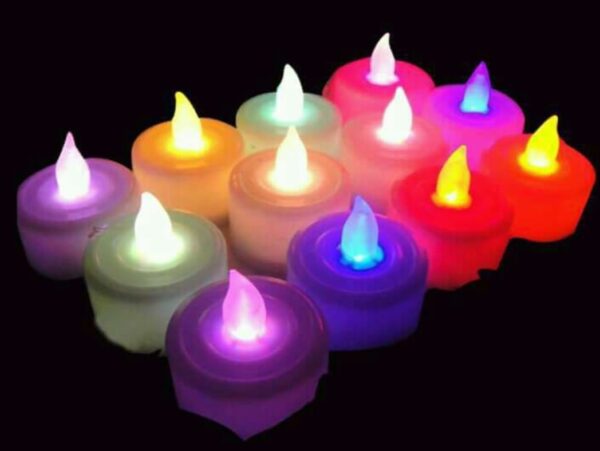 LED Tea Light Candle Multi Colour 12 Ps Pack