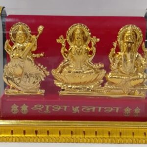 Laxmi Ganesh ma Sarsawati Gold Plated Idol